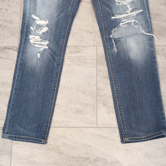 American Eagle Tomgirl Jeans Ripped Destroyed Super Stretch Slim Leg Denim - Picture 5 of 16